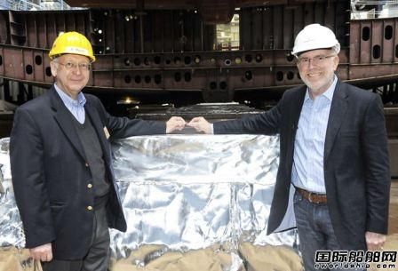 德國(guó)Meyer Werft船廠一艘超大郵輪鋪龍骨
