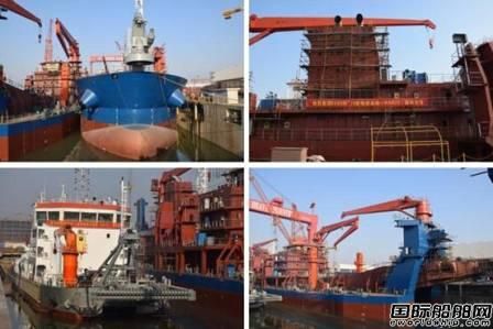 海新重工4艘大型挖泥船同日下水出塢