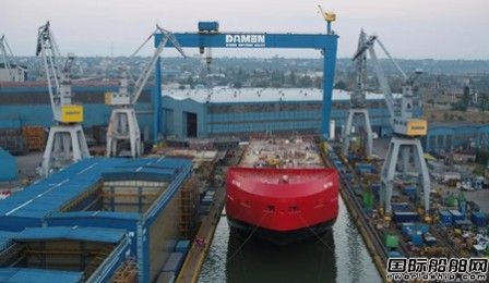 達(dá)門Galati船廠建造破冰研究船出塢