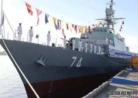 伊朗國內(nèi)建造隱形驅(qū)逐艦在海灣下水