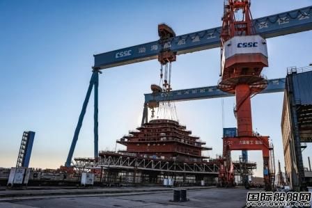渤船重工建造“耕海1號”漁業(yè)二期綜合體平臺總體成型