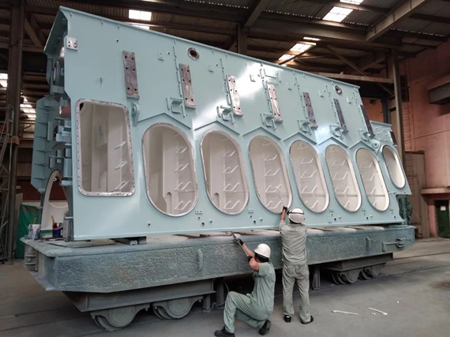 大柴公司交付滬東重機(jī)5臺(tái)6S60ME-C主機(jī)機(jī)架