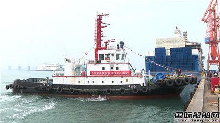 威海最大馬力全回轉消防船“威消拖1”輪入列