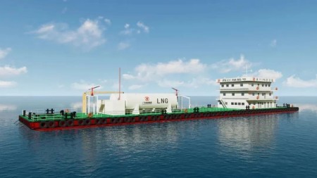 凱力船艇建造“西江綠能號”LNG加注躉船下水