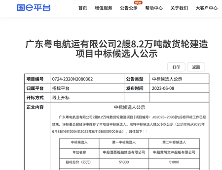 粵電航運(yùn)在中船澄西下單兩艘Kamsarmax型散貨船