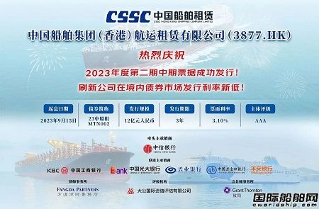 中船租賃成功發(fā)行第二期中期熊貓債券