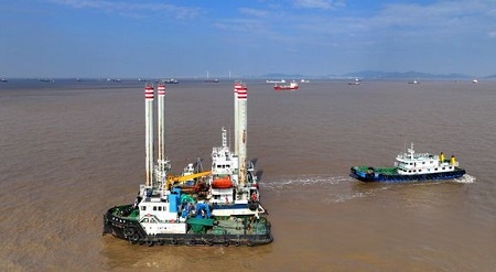 “華東院2”自升式工程勘探船開啟金塘海底隧道B1區(qū)施工作業(yè)