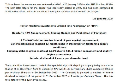 Taylor Maritime看漲中小型散貨船市場(chǎng)