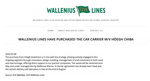 Wallenius LinesُYZ\(yn)܇\(yn)ݔ