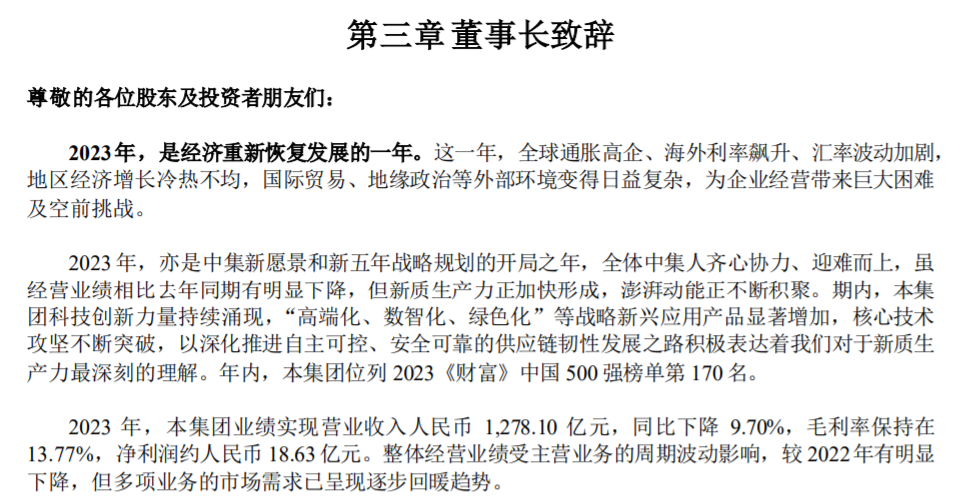 中集集團(tuán)發(fā)布2023年年報(bào)總營(yíng)收1278億元