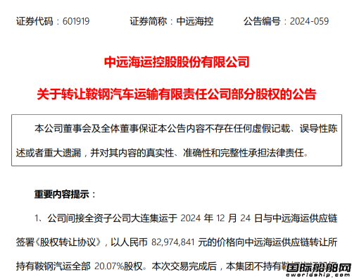 聚焦數(shù)字化供應(yīng)鏈！中遠(yuǎn)?？爻銮灏颁撈\(yùn)持股